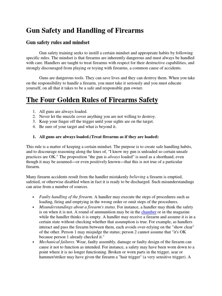 Gun Safety and Handling of Firearms PDF Cartridge (Firearms) Firearms