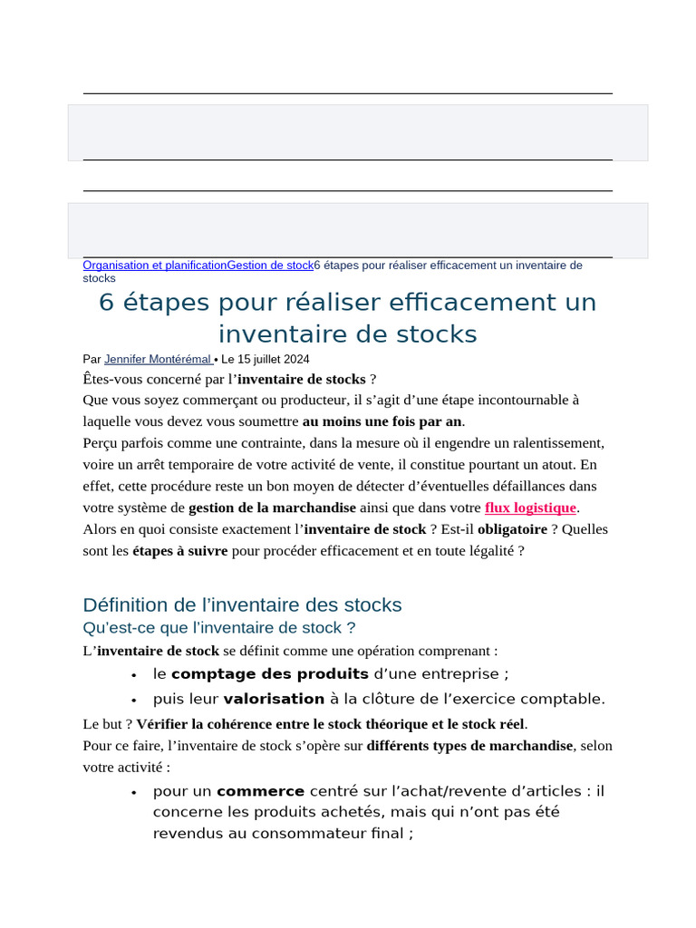 6 étapes pour un inventaire efficace | PDF | Inventaire