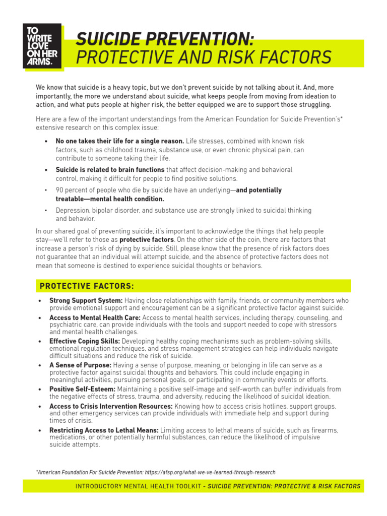 Suicide Prevention: Key Risk & Protective Factors | PDF | Suicide ...