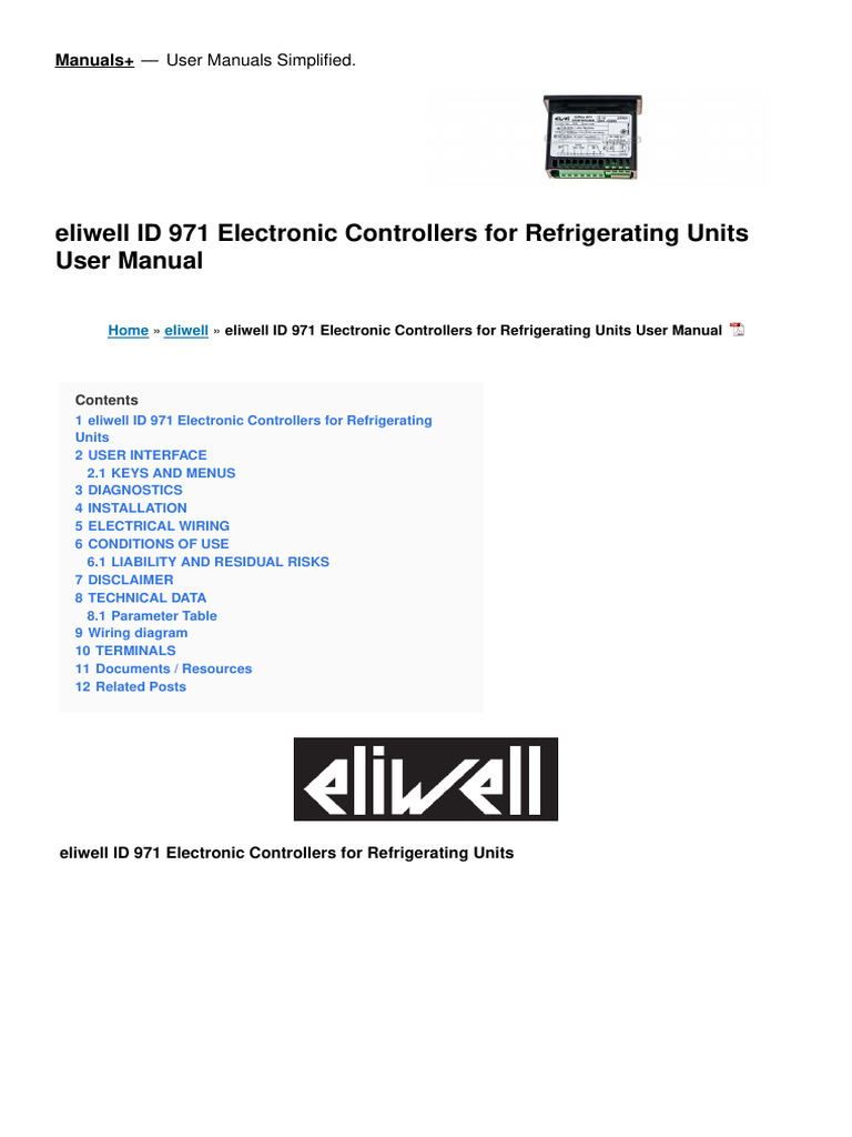 Eliwell ID 971 Controller User Manual | PDF | Menu (Computing ...