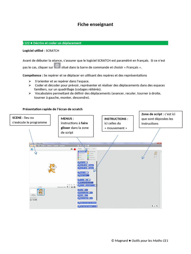 Coder des Déplacements avec Scratch | PDF | Scratch (Langage de ...