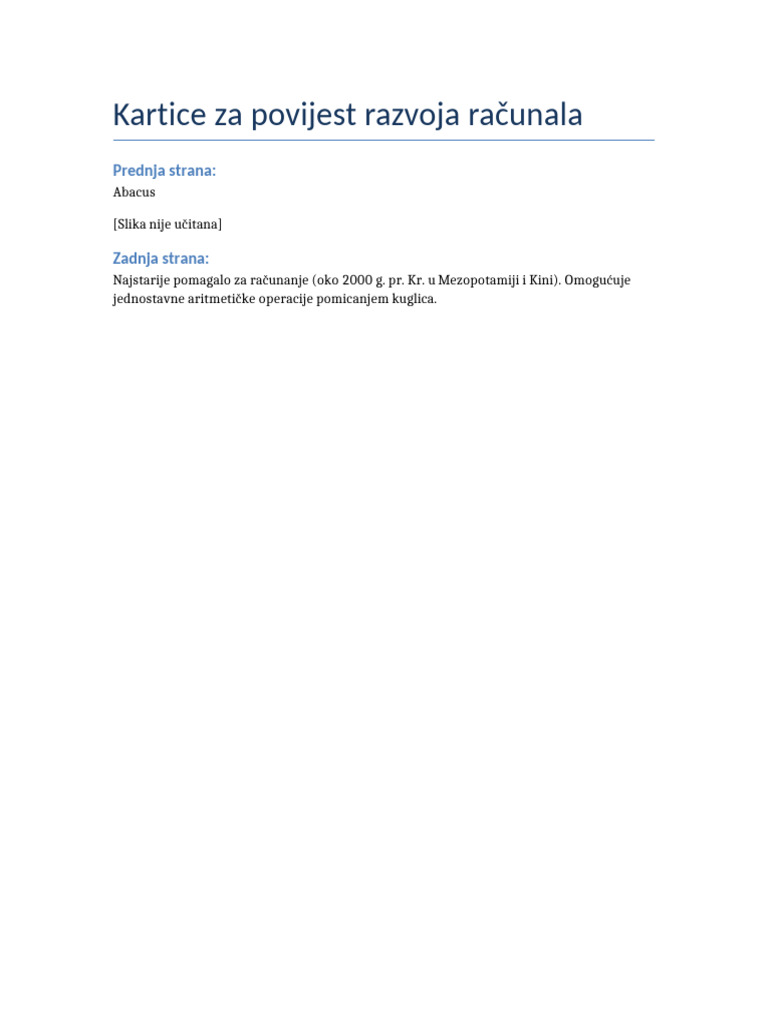Kartice Razvoj Racunala Slike | PDF