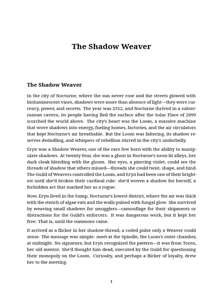 The Shadow Weaver: Nocturne's Struggle | PDF | Weaving