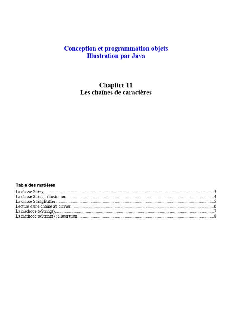 Chaînes et toString en Java | PDF | Java (Langage de programmation ...
