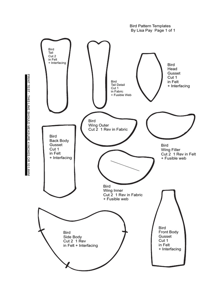 Bird Pattern Templates for Sewing | PDF