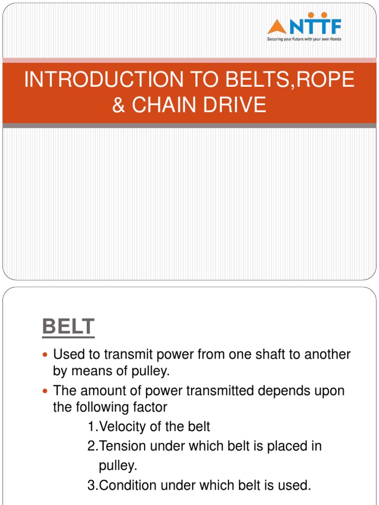 Belt, Rope, Chain Drives PDF Belt (Mechanical) Machines
