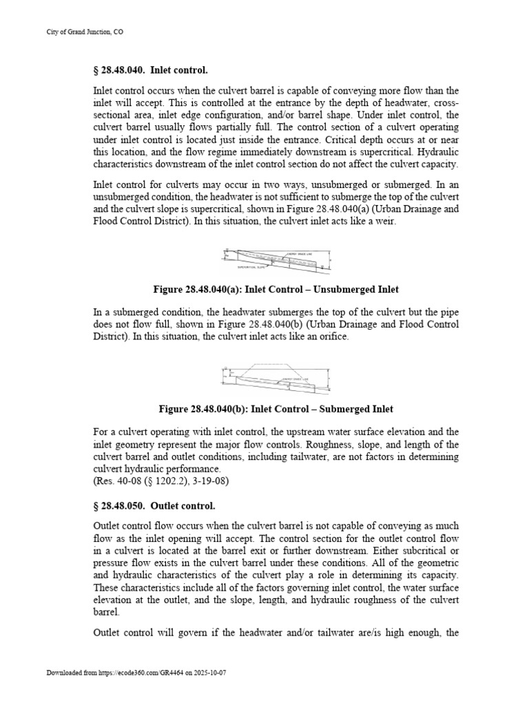 Inlet vs. Outlet Control in Culverts | PDF | Flood | Pipe (Fluid ...