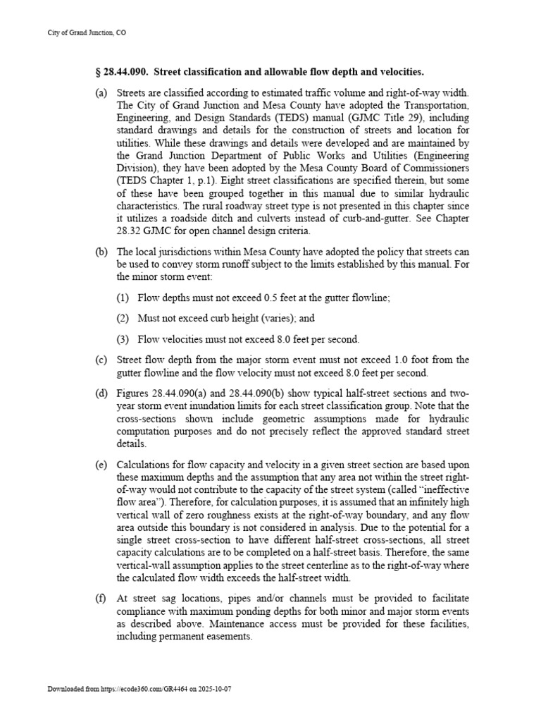 28.44.090. Street Classification and Allowable Flow Depth and ...