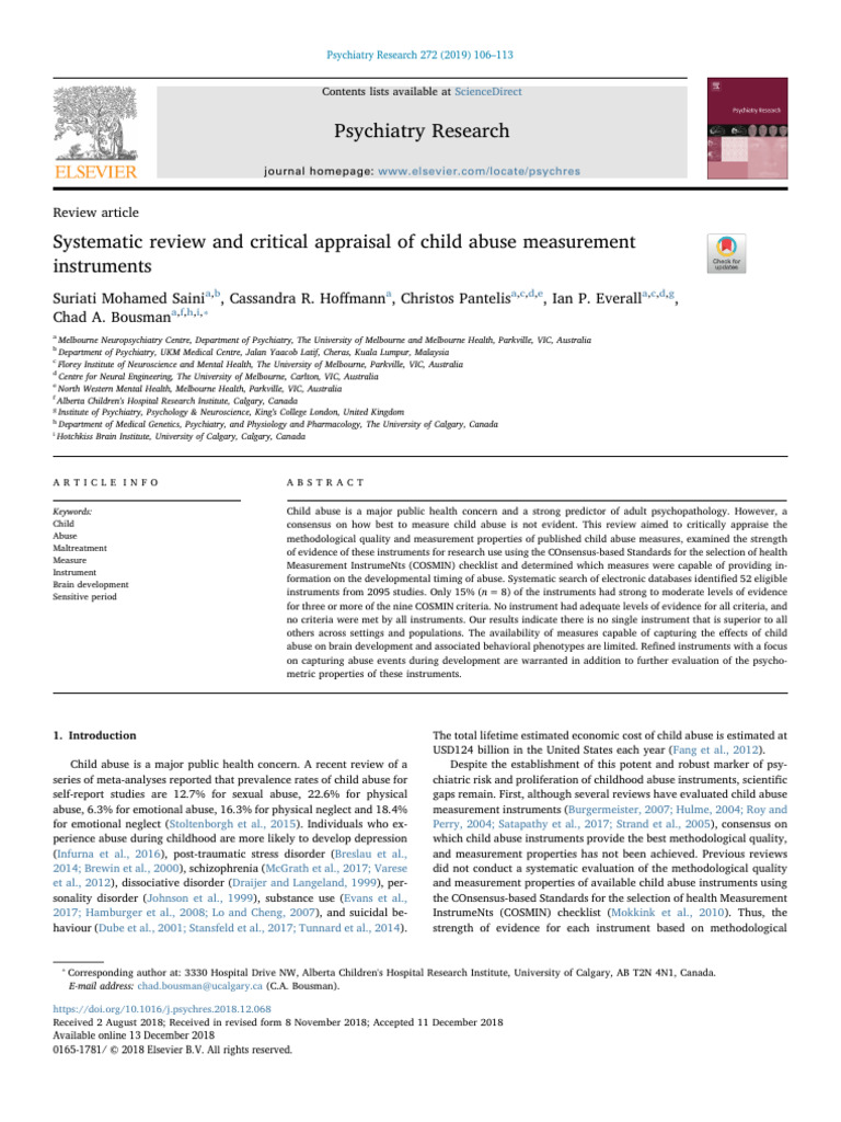 Review Instruments Abuse Child | PDF | Validity (Statistics ...