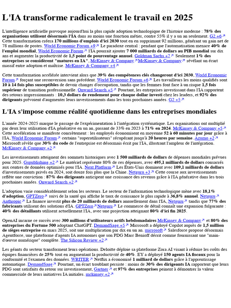 L'impact de l'IA sur l'emploi en 2025 | PDF | Intelligence artificielle ...