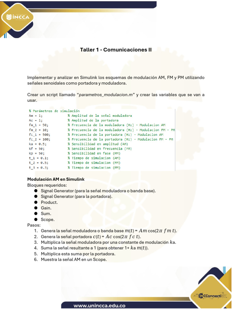 Taller 1 - Comunicaciones II | PDF | Modulación de frecuencia ...