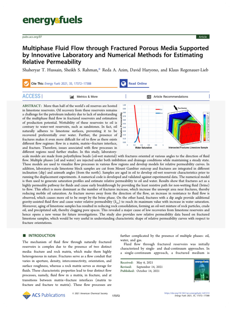 Fractured Limestone Fluid Flow Study | PDF | Petroleum Reservoir ...