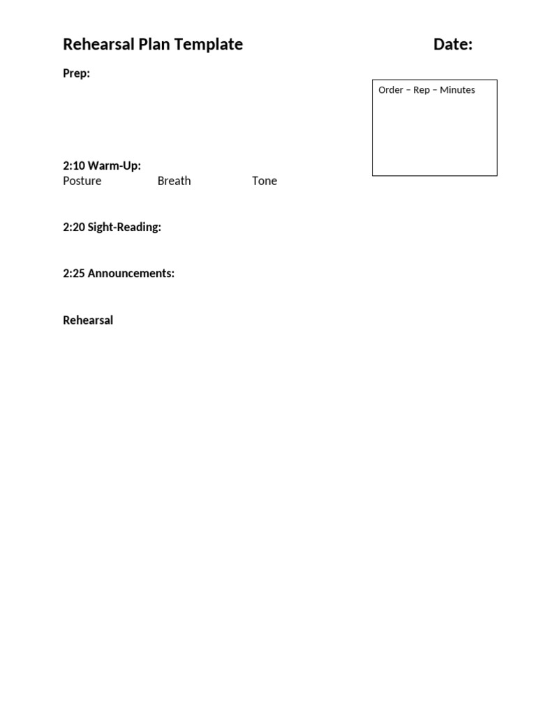 Rehearsal Plan Template | PDF