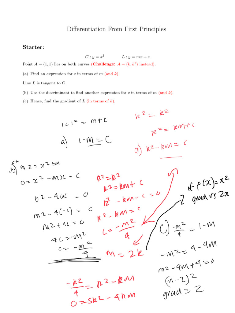 Differentiation from First Principles | PDF | Tangent | Gradient
