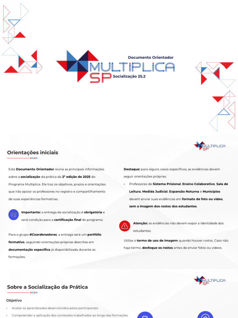 Documento Orientador Socialização - Multiplica SP - 25.2 | PDF ...