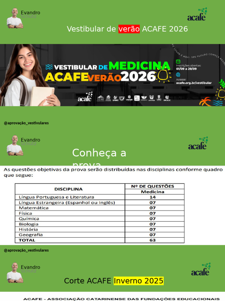 Prova ACAFE 2026: Informações Essenciais | PDF