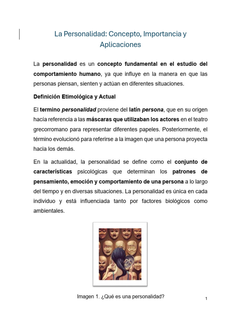 Concepto y Aplicaciones de la Personalidad | PDF | Temperamento | Sicología