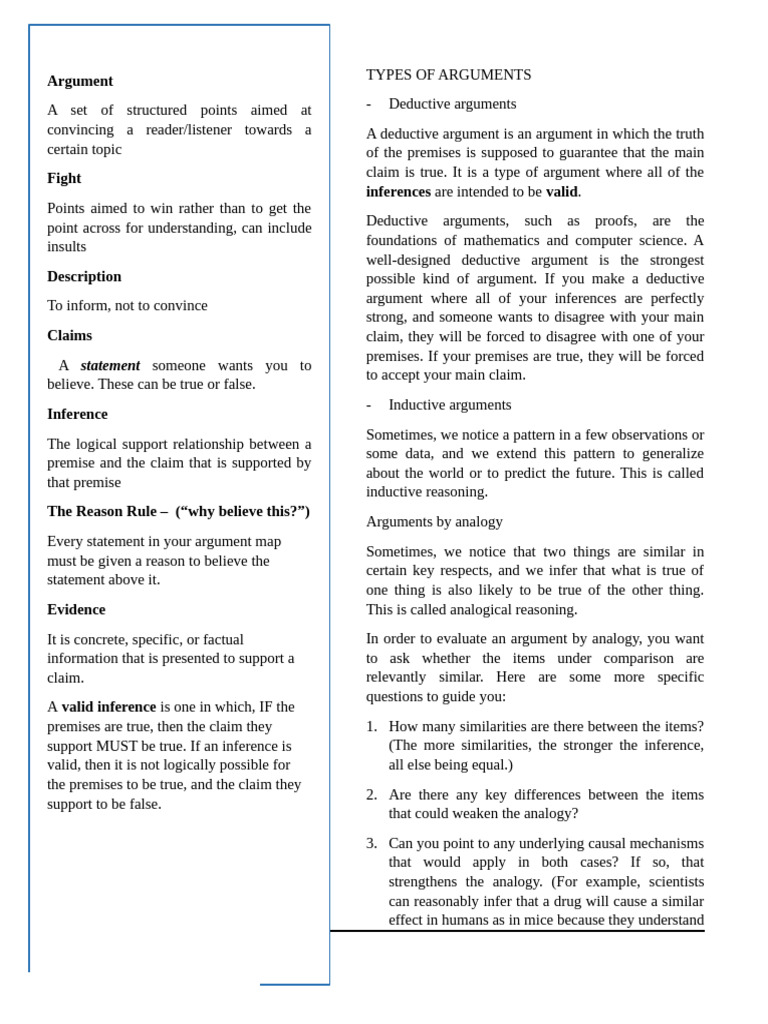 Types of Arguments Explained | PDF | Argument | Deductive Reasoning