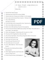 Anne Frank Comprehension Questions