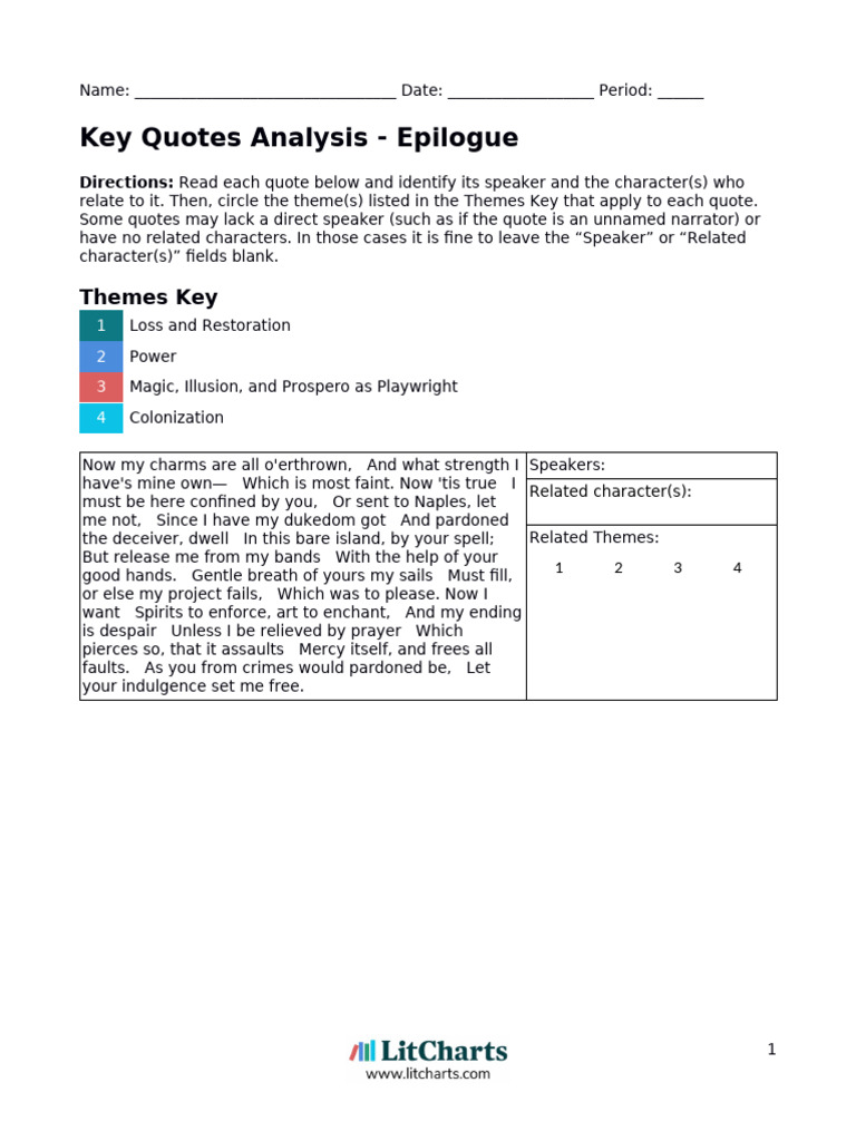 Key Quotes Analysis: Epilogue Themes | PDF
