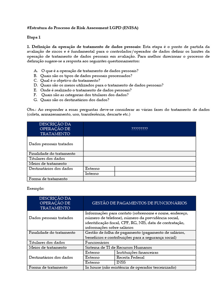 Estrutura Do Risk Assesment - V0 - Enisa | PDF | Segurança de ...