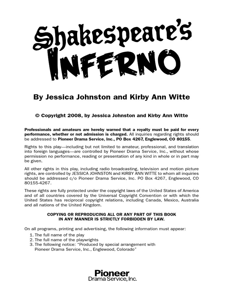 Shakespeare's Inferno Play Rights Guide | PDF | Characters In Romeo And ...