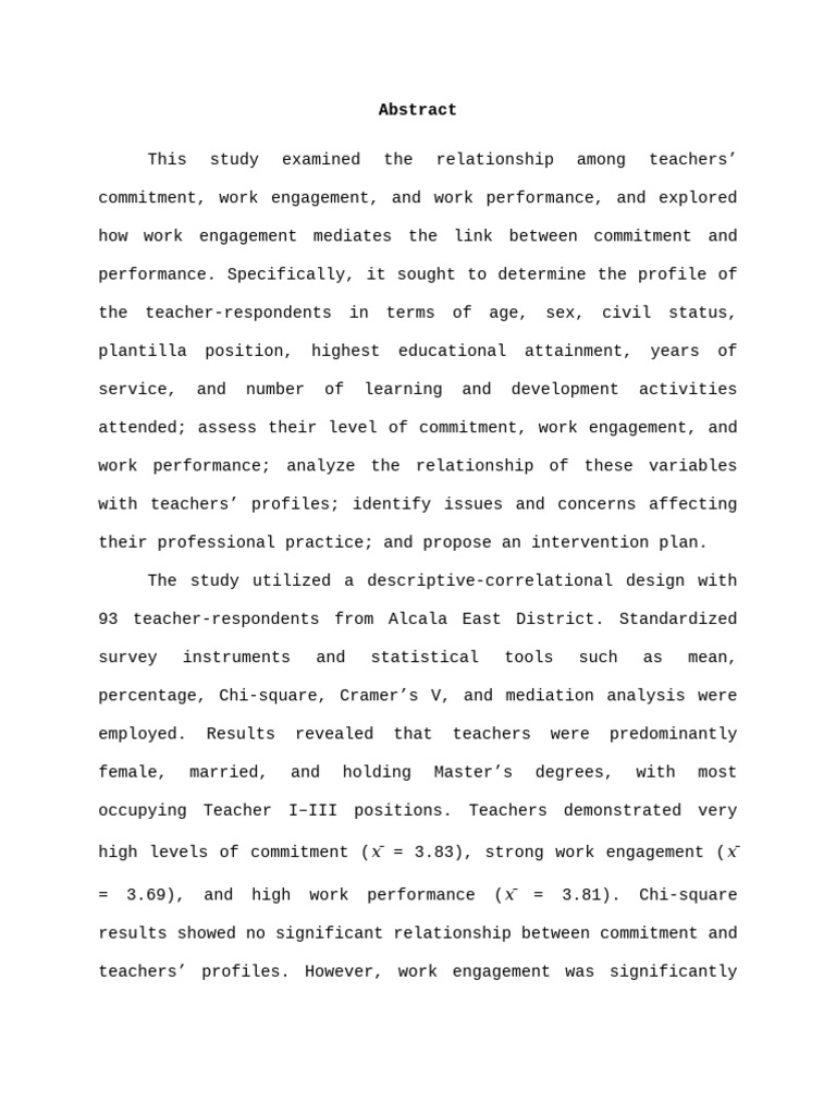 Teacher Commitment and Engagement Study | PDF | Teachers | Academic Degree