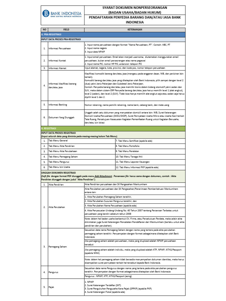 Pendaftaran Rekanan Bank Indonesia | PDF