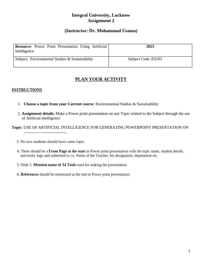 Assignment 2 ES103 | PDF