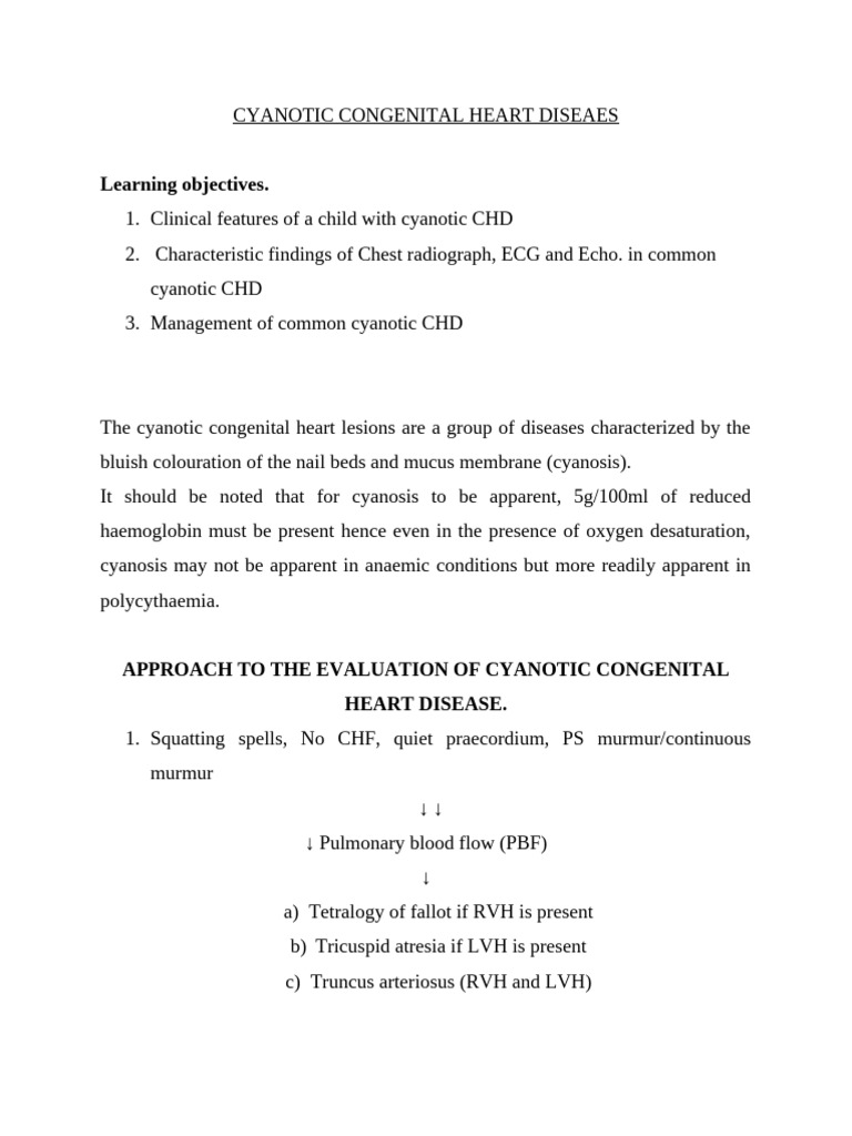 Understanding Cyanotic Congenital Heart Disease | PDF | Congenital ...