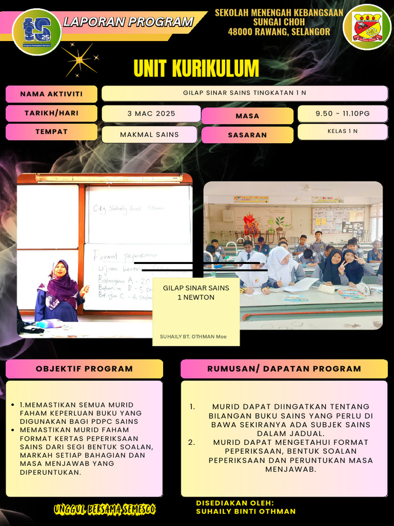Pelaporan Gilap Sinar Fasa 1 Sains 1n | PDF