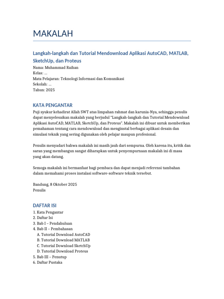 Tutorial Download AutoCAD, MATLAB, dan Lainnya | PDF