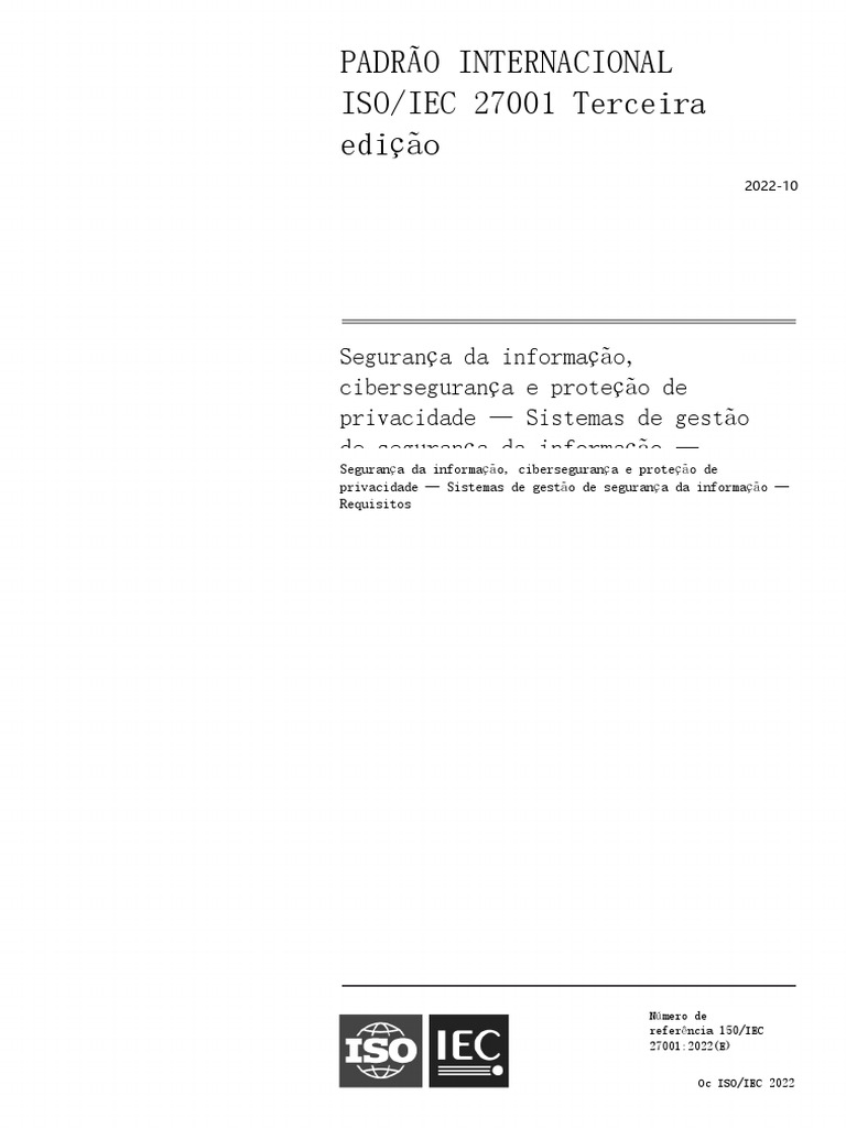 ISO/IEC 27001:2022 - Gestão de Segurança | PDF | Segurança da ...
