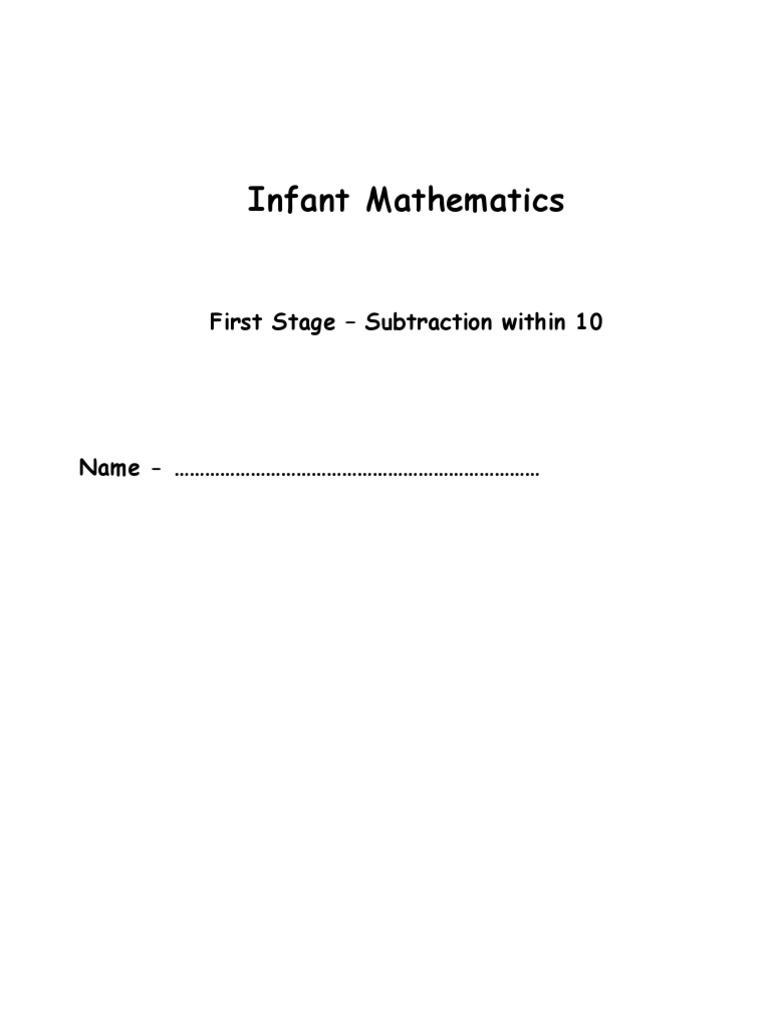 Infant Mathematics: Subtraction Stage 1 | PDF | Teaching Mathematics ...