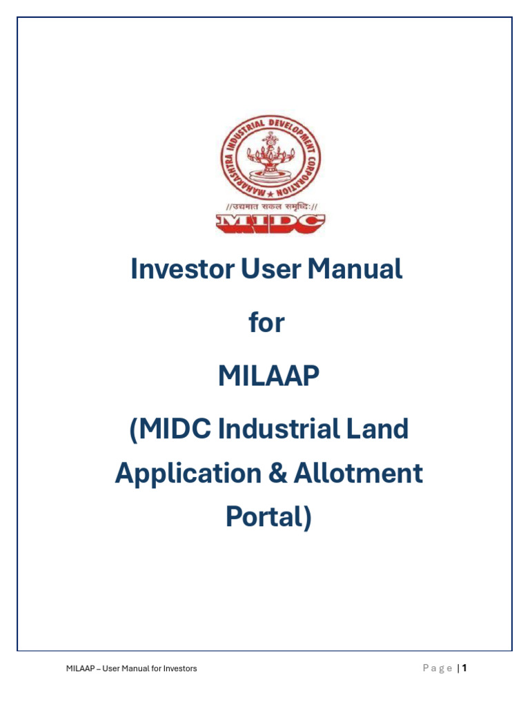 MILAAP Investor User Manual | PDF | User (Computing) | Password
