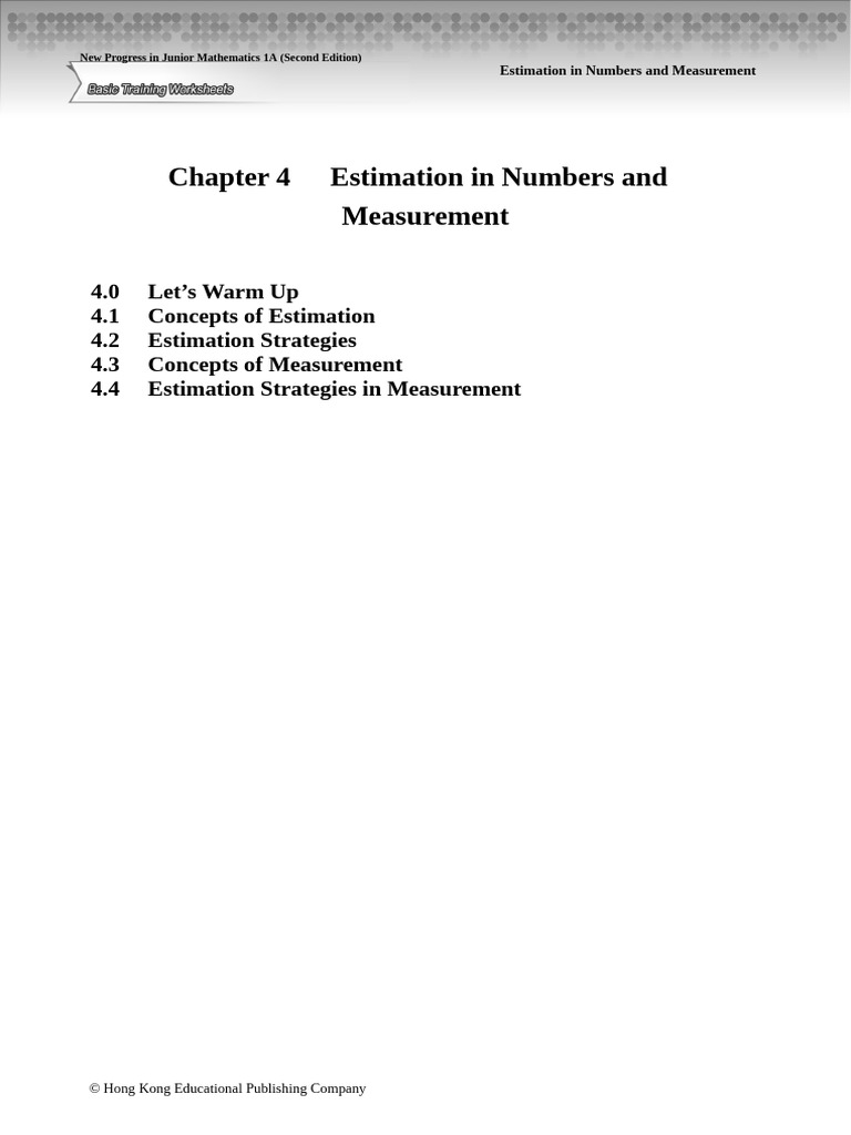 Estimation in Junior Mathematics 1A | PDF | Rounding | Weather Forecasting