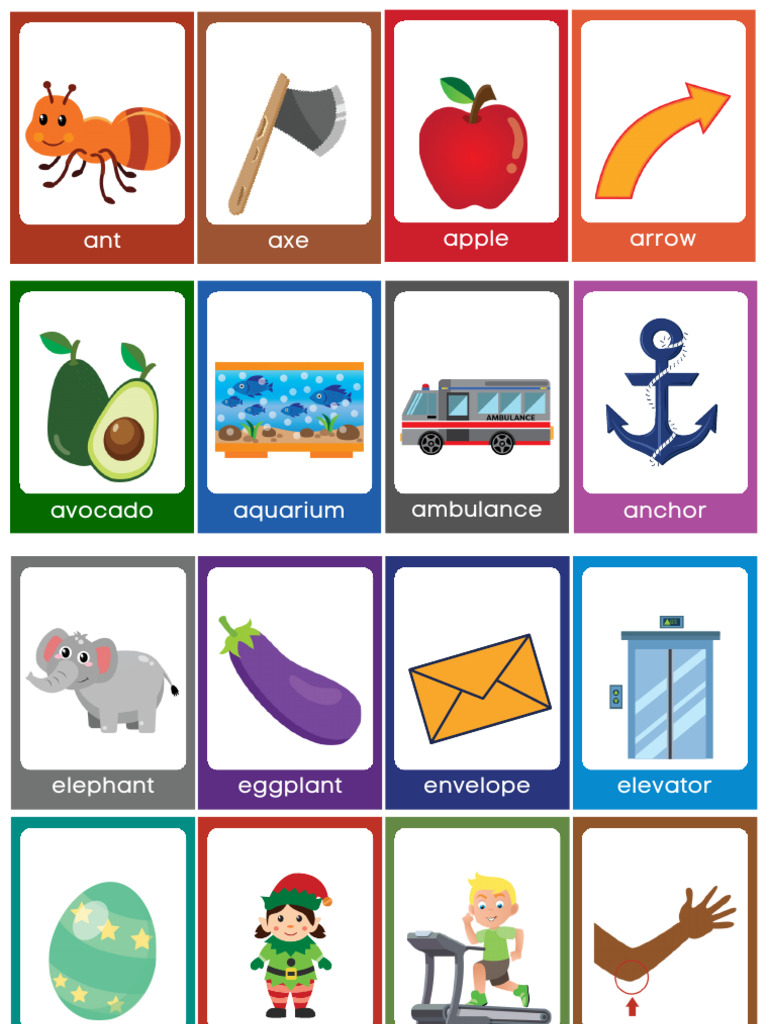 Letter A Alphabet Flashcard in Colourful Illustrative Style | PDF