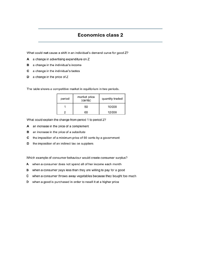 Economics Class 2 | PDF