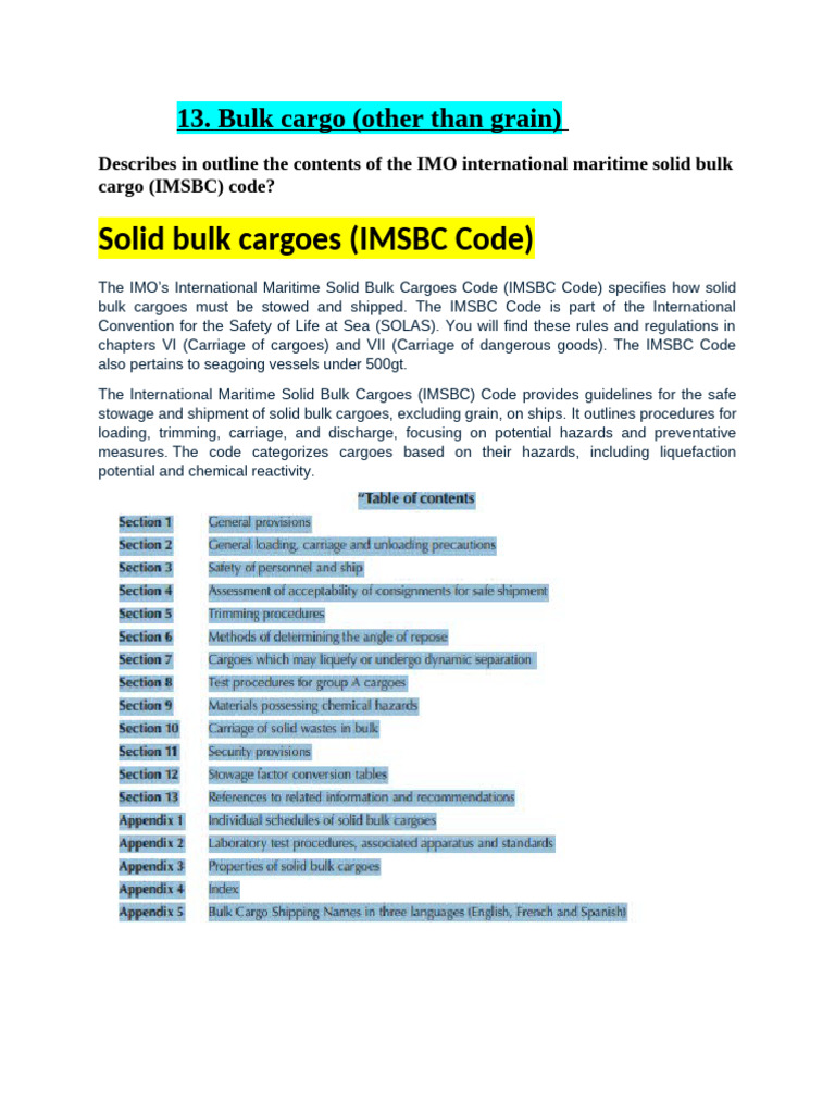 Solid Bulk Cargo | PDF | Coal | Dangerous Goods