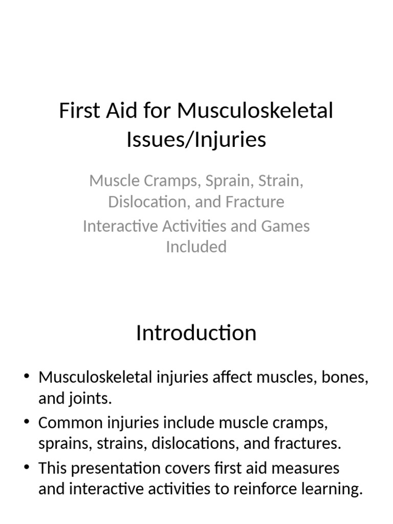 First Aid for Musculoskeletal Injuries | PDF
