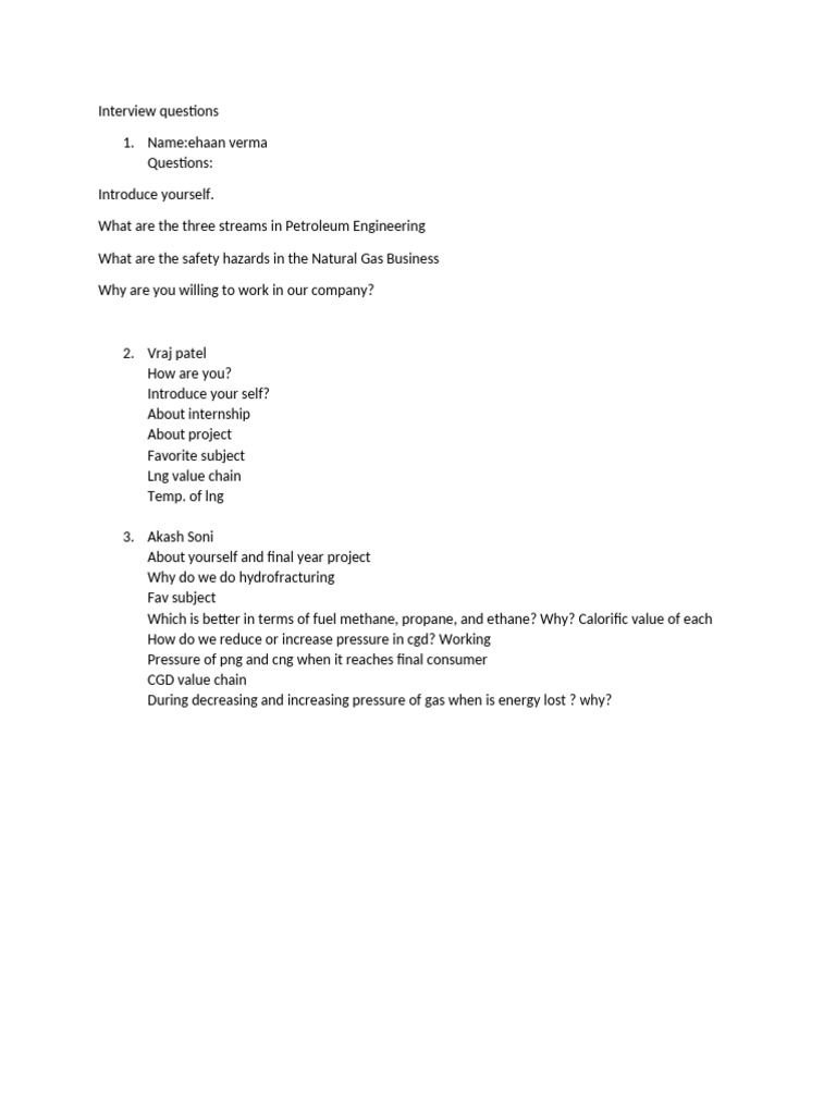 Petroleum Engineering Interview Questions | PDF