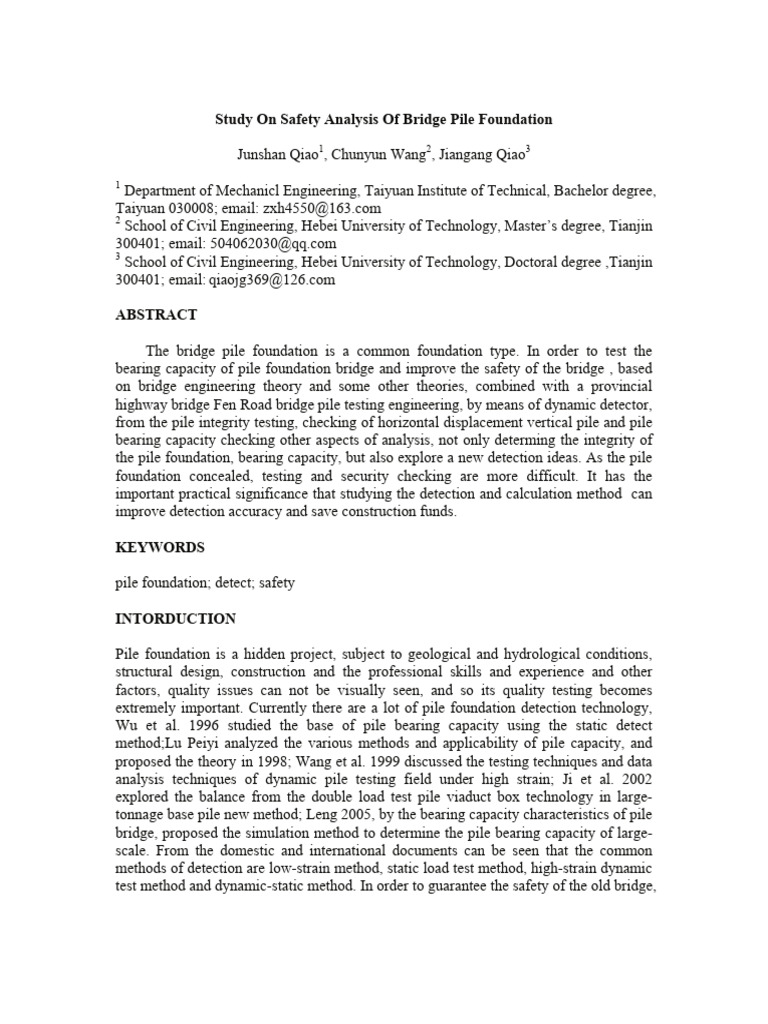 Safety Analysis of Bridge Pile Foundations | PDF | Bending | Waves
