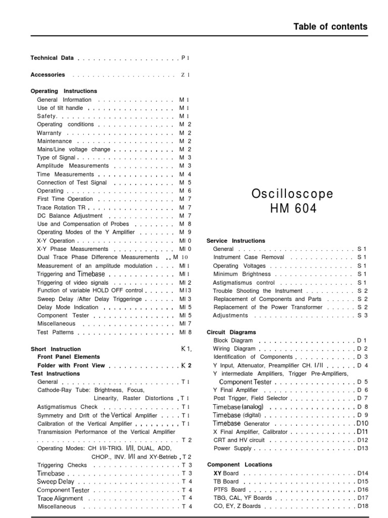 Hameg HM604 Oscilloscope User Manual and Service PDF Amplitude