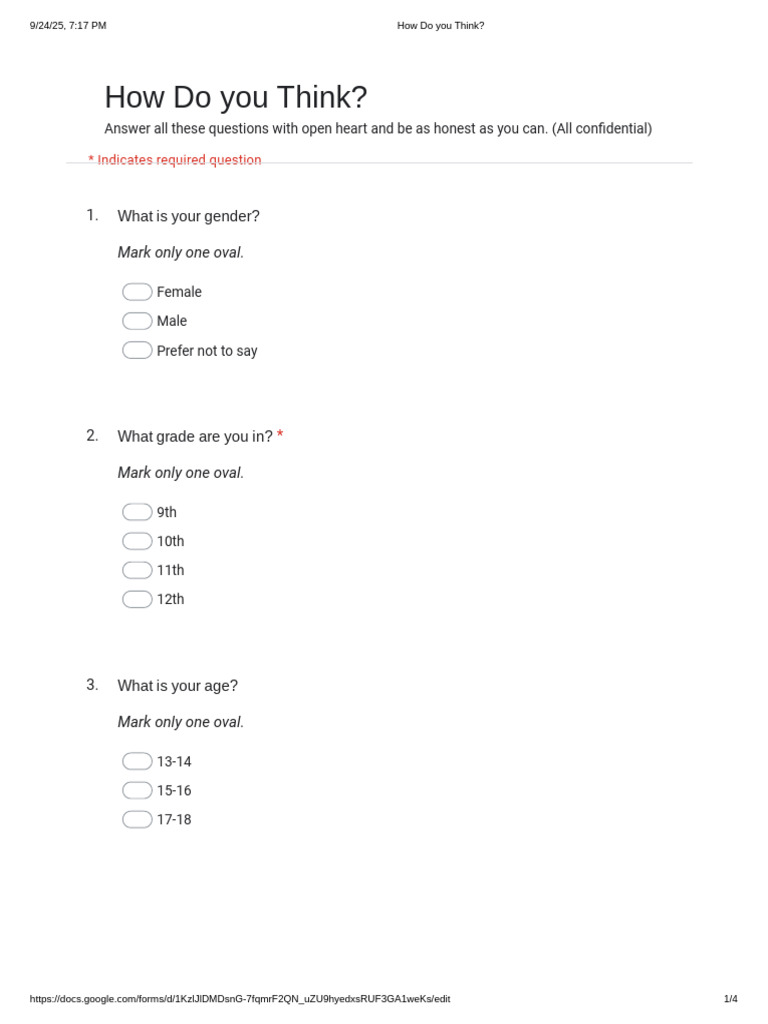 Student Creativity and Learning Survey | PDF