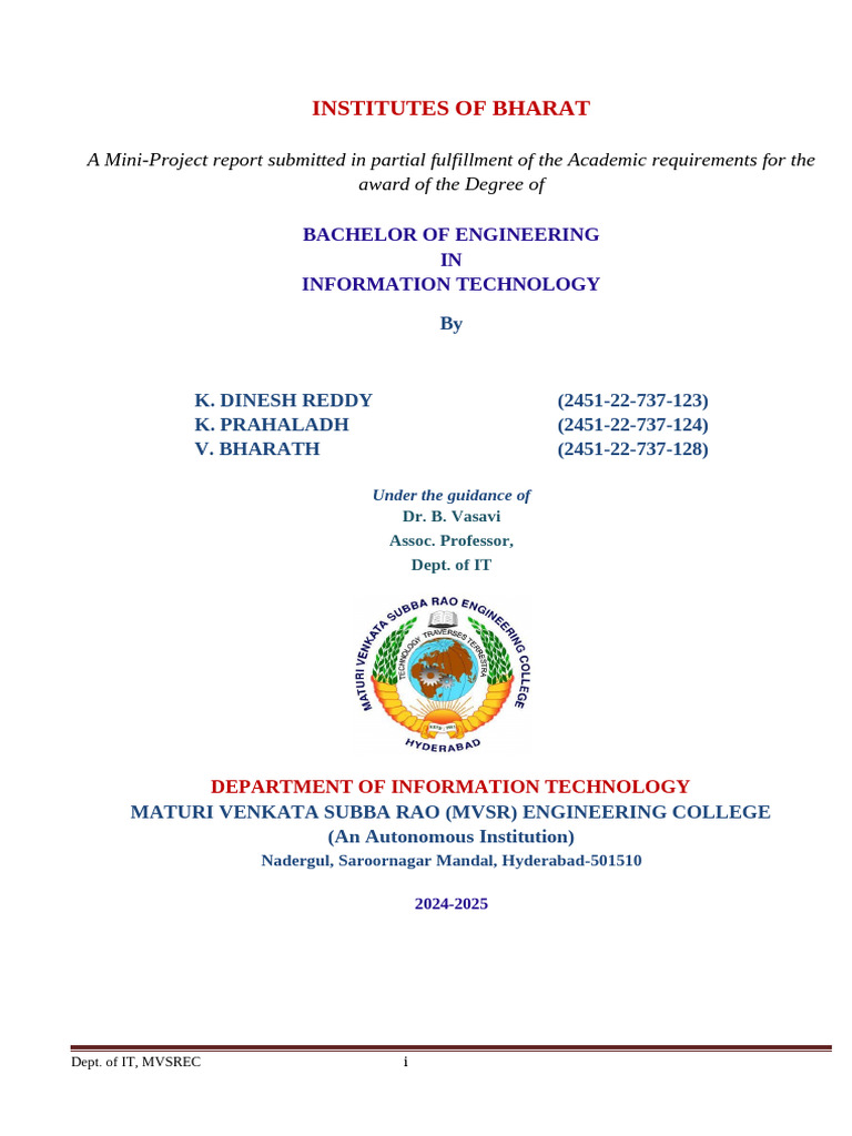 Miniproject Report B19 | PDF | Engineering | Knowledge