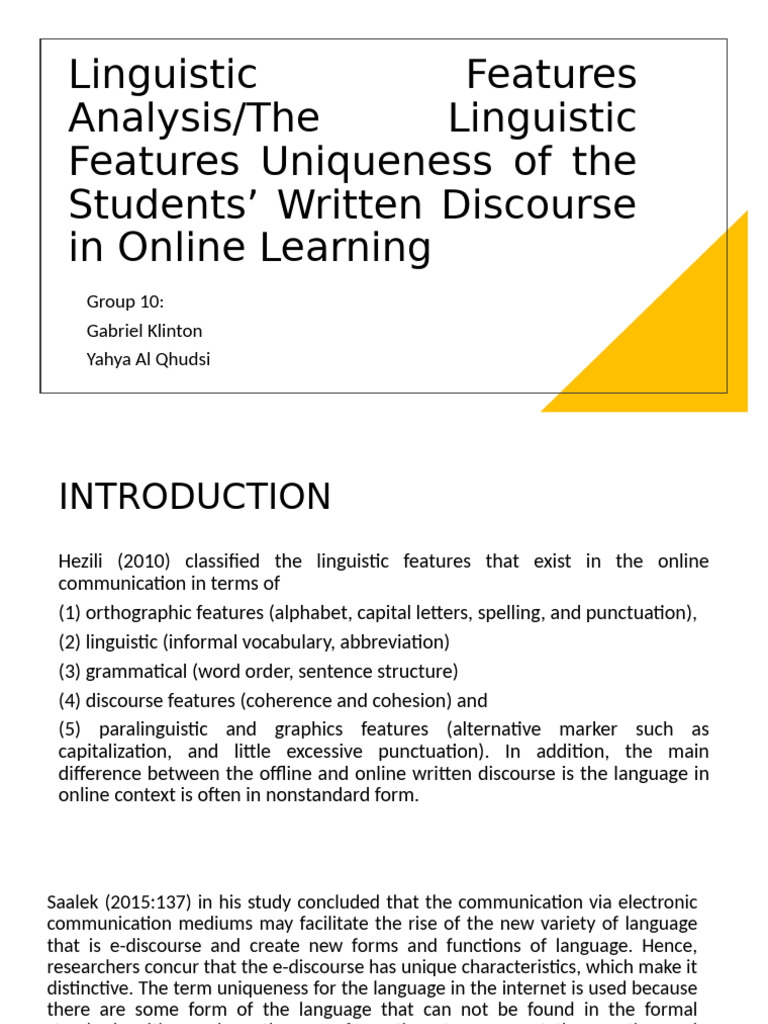 Unique Linguistic Features in E-Learning | PDF | Linguistics | Word