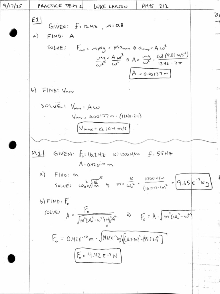 PHYS Practice Test 1 PT 2 | PDF