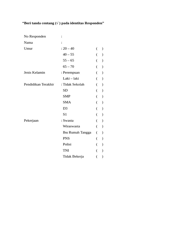 Identitas Responden | PDF