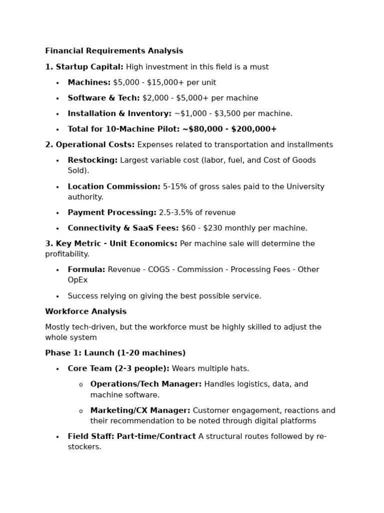 Smart Vending Financial Analysis Guide | PDF