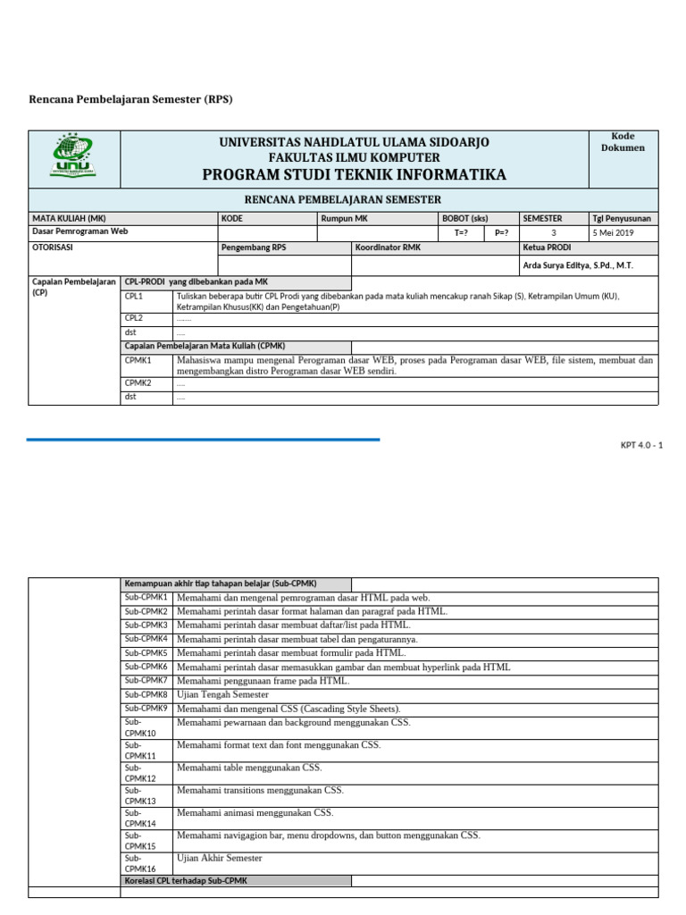 RPS - Dasar Pemrograman Web | PDF
